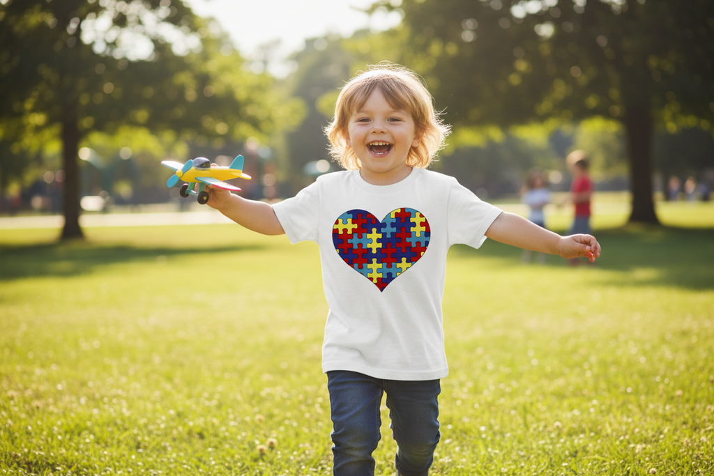Puzzle Piece Heart for Autism - Show your love on a t-shirt Youth sizes too