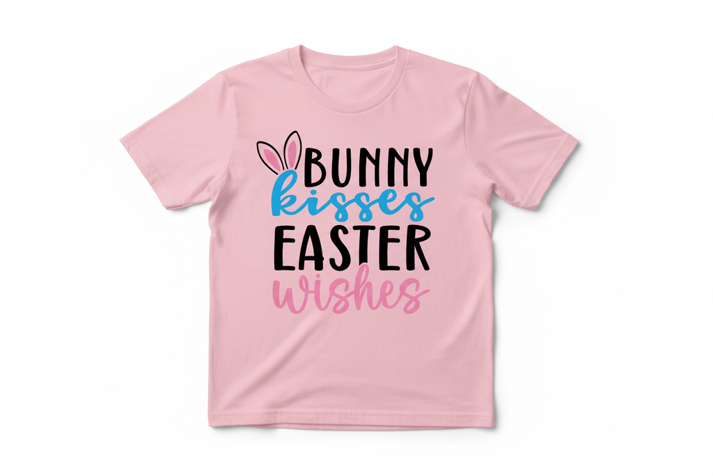 Short sleeve t-shirt "Bunny kisses Easter wishes" Easter cuteness