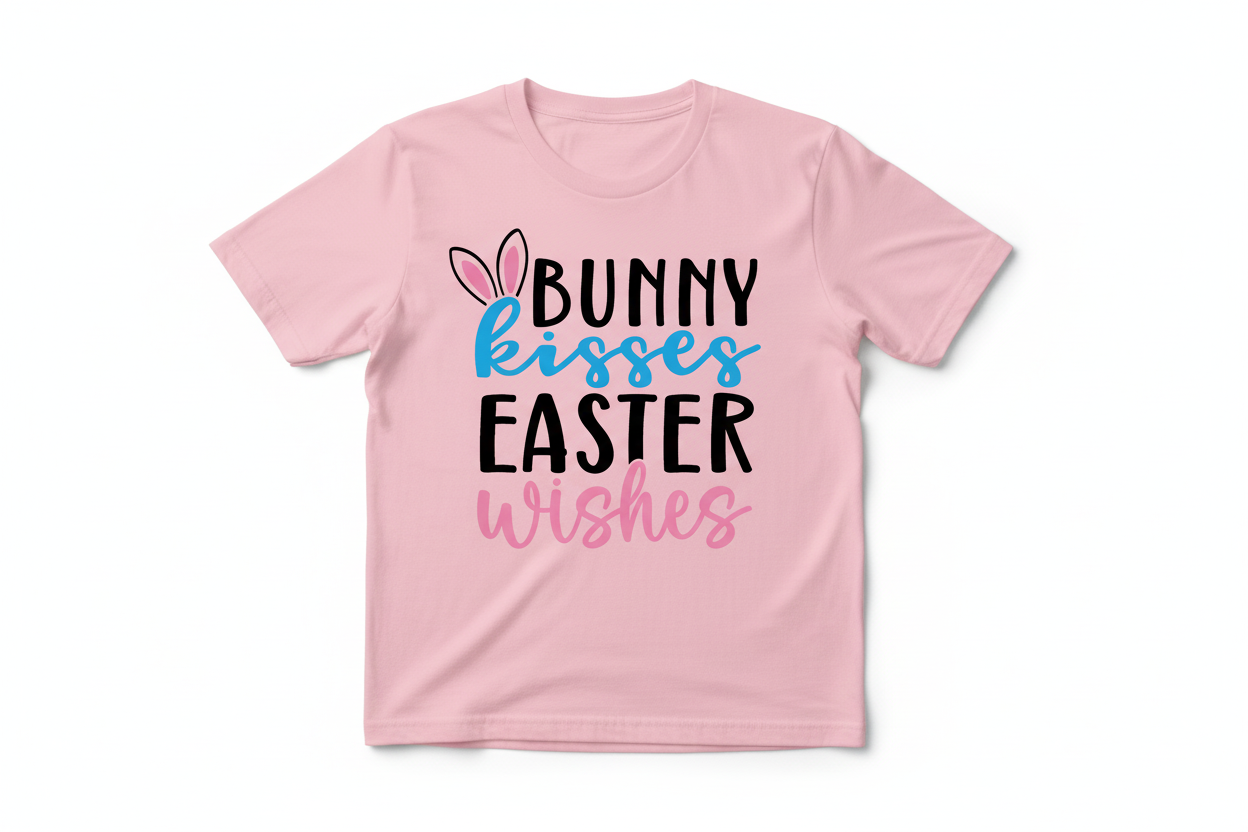 Short sleeve t-shirt "Bunny kisses Easter wishes" Easter cuteness