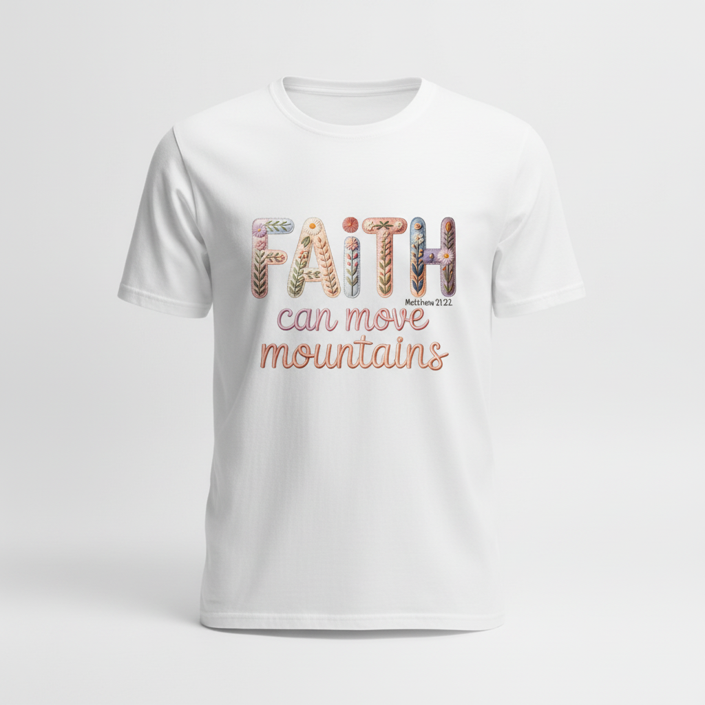 Beautiful faux yarn "FAiTH" T-Shirt