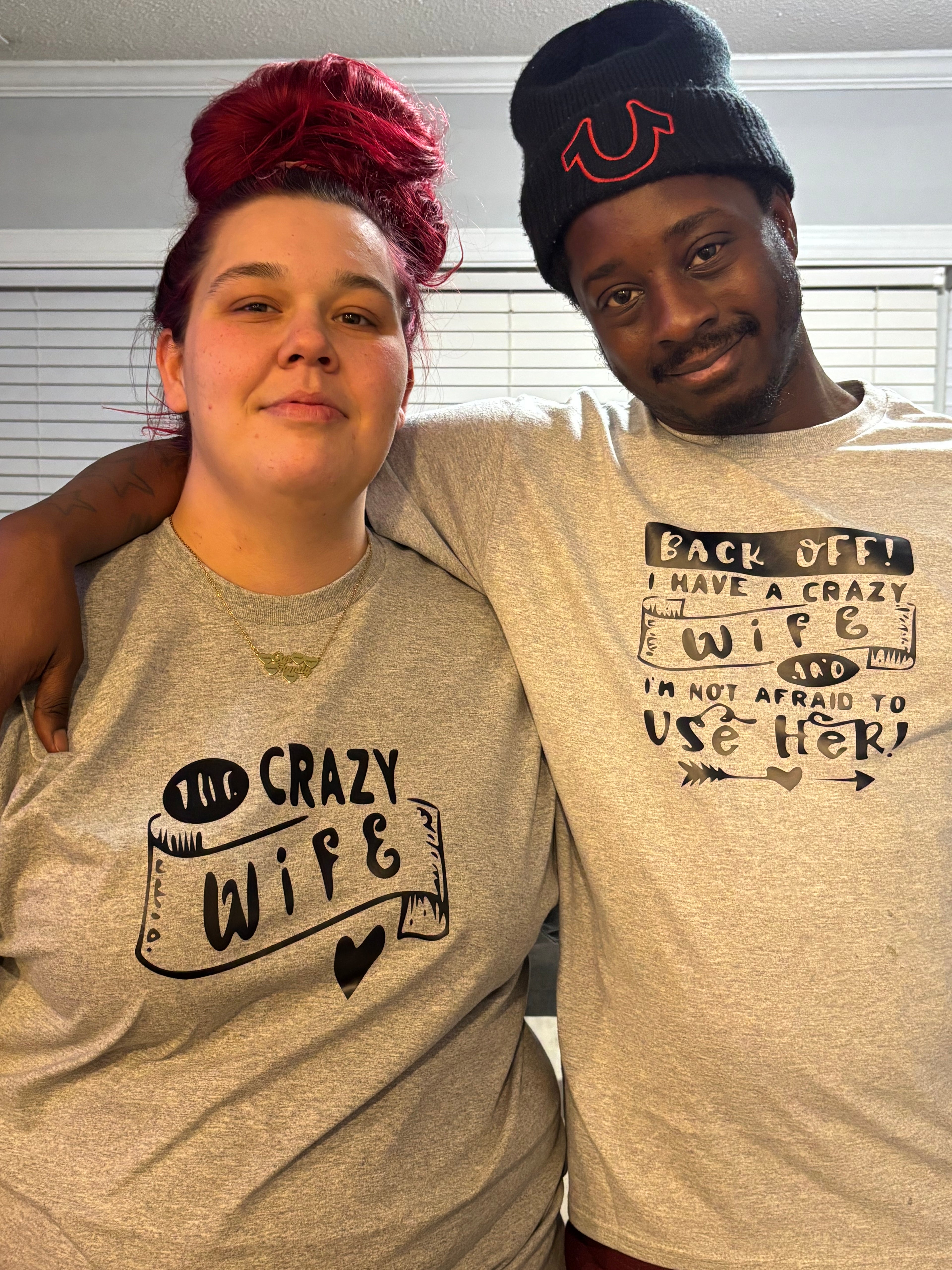 Funny Couples T-shirt Set - "Crazy wife" & "Back Off I Have a Crazy Wife