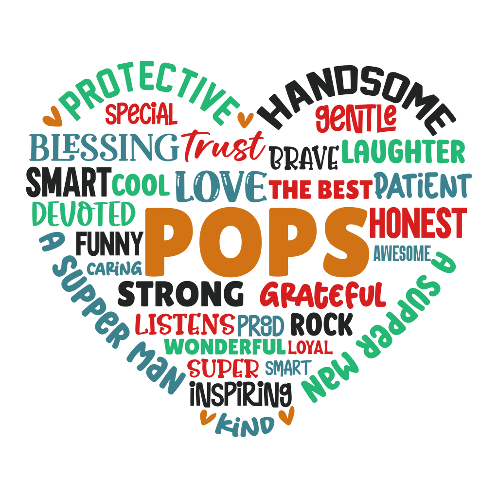POPS t-shirt in middle of heart with his traits Great father's day gift